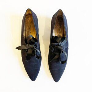 YSL Vintage 90's Exquisite fabric shoes w/leather sole . Made in Italy. Size 10M